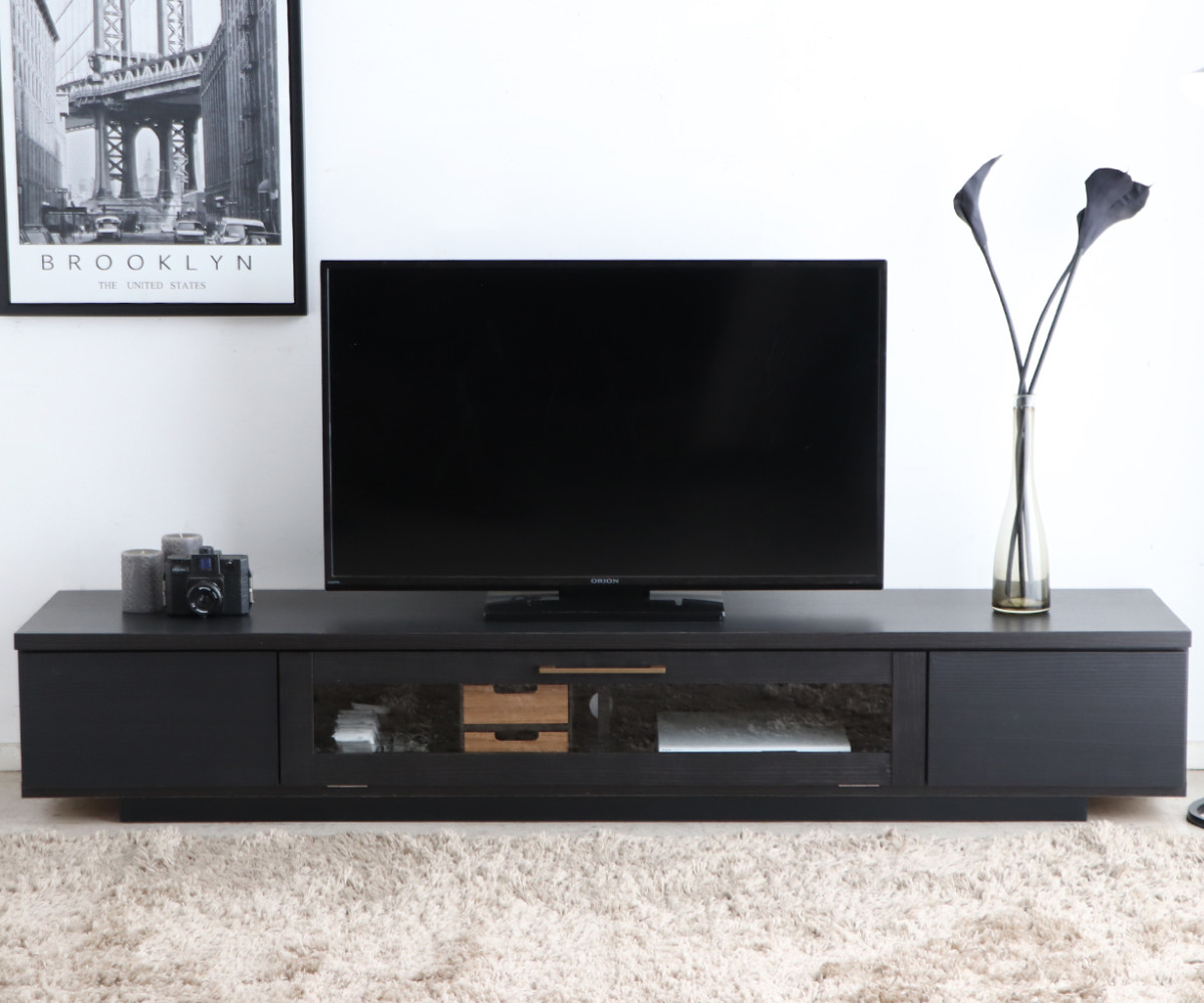 テレビ台 幅180cm ジェイク ローボード 完成品 日本製 ( 80型対応 テレビボード 木目調 引き出し スライドレール リビングボード リモコンOK フロート風 収納 ガラス コード穴 ブラウン ナチュラル ブラック ) 【ナチュラル】 ナチュラル