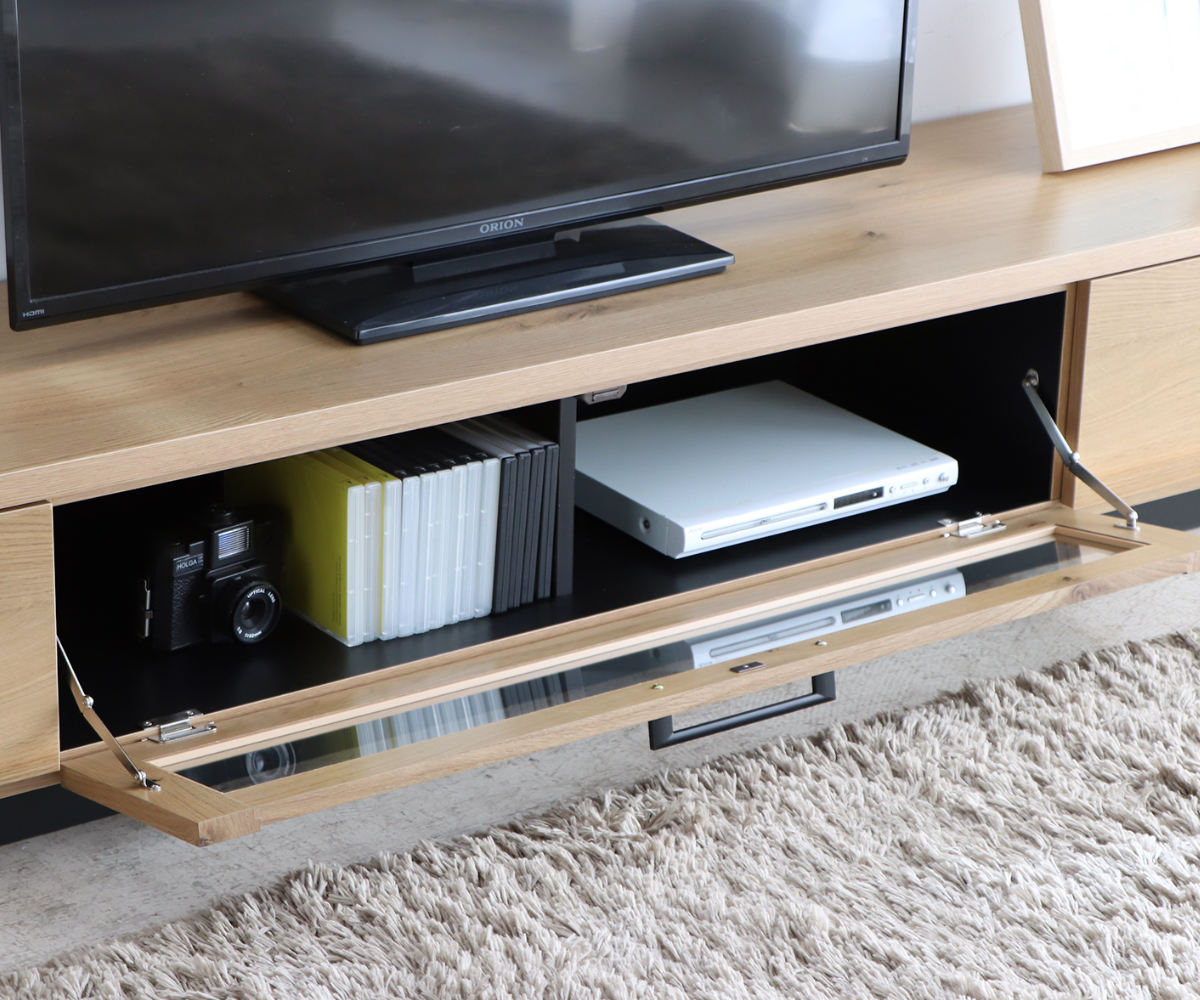 テレビ台 幅200cm ジェイク ローボード 完成品 日本製 ( 80型対応 テレビボード 木目調 引き出し スライドレール リビングボード リモコンOK フロート風 収納 ガラス コード穴 ブラウン ナチュラル ブラック ) 【ナチュラル】 ナチュラル