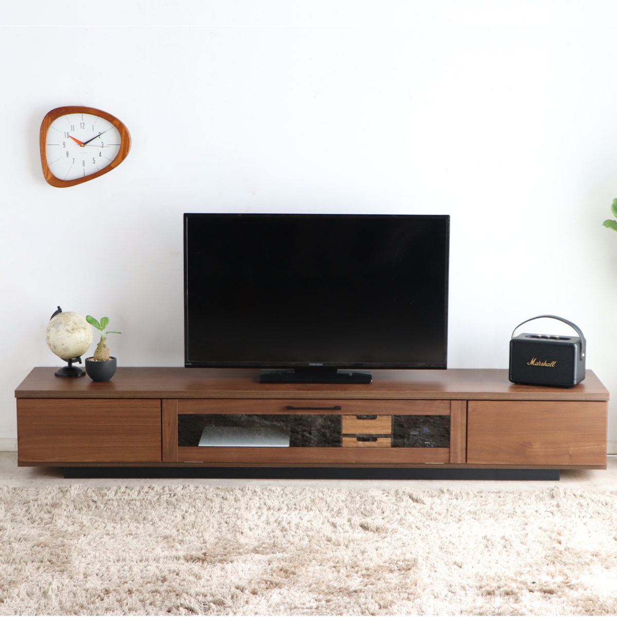 テレビ台 幅200cm ジェイク ローボード 完成品 日本製 ( 80型対応 テレビボード 木目調 引き出し スライドレール リビングボード リモコンOK フロート風 収納 ガラス コード穴 ブラウン ナチュラル ブラック ) 【ナチュラル】 ナチュラル