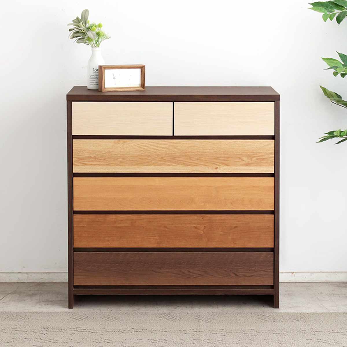チェスト 5段 幅90cm 木目調 日本製 ( 引き出し 衣類収納 リビング収納 リビングチェスト 脚付き フルスライドレール 背面化粧 木目 引出 グラデーション )