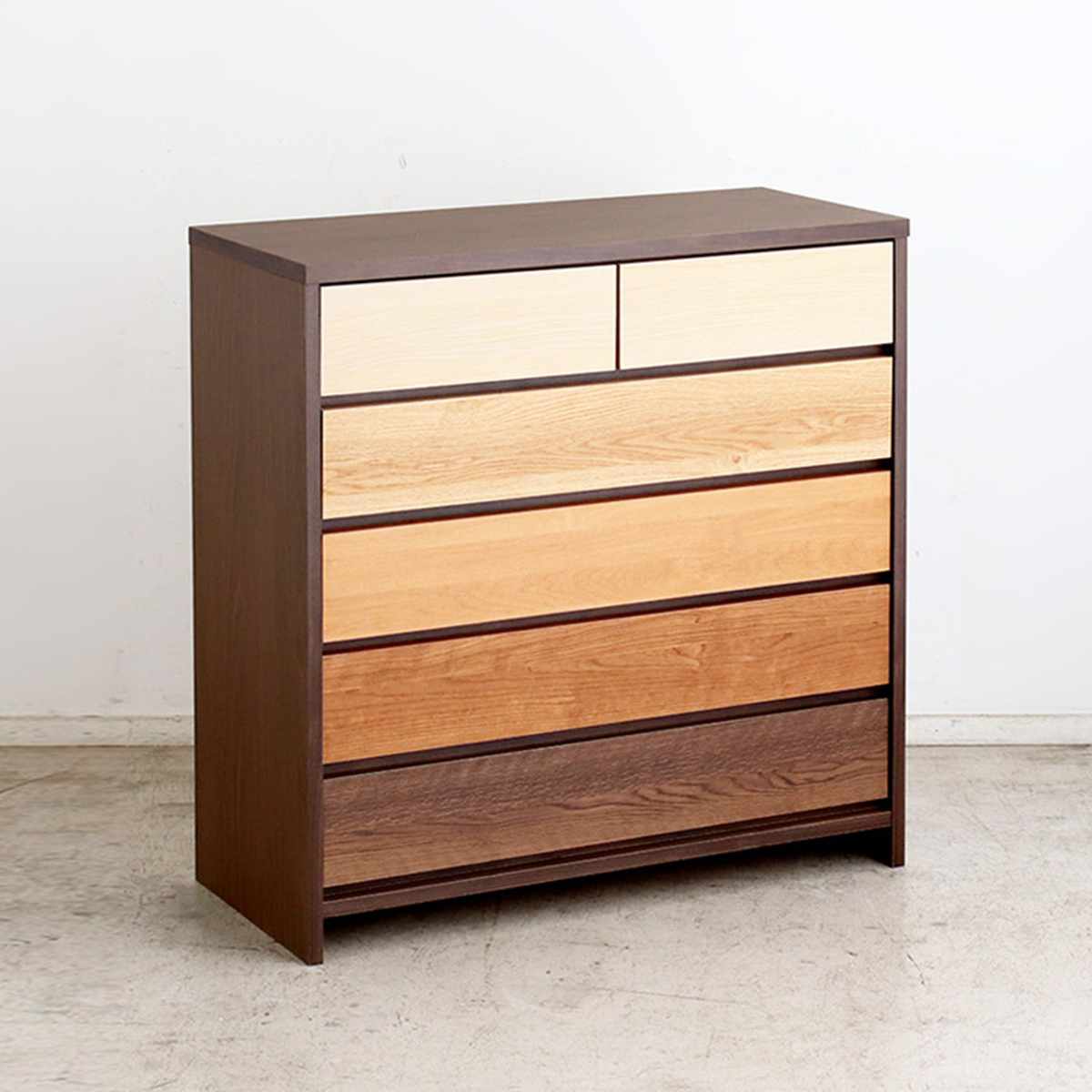 チェスト 5段 幅90cm 木目調 日本製 ( 引き出し 衣類収納 リビング収納 リビングチェスト 脚付き フルスライドレール 背面化粧 木目 引出 グラデーション )