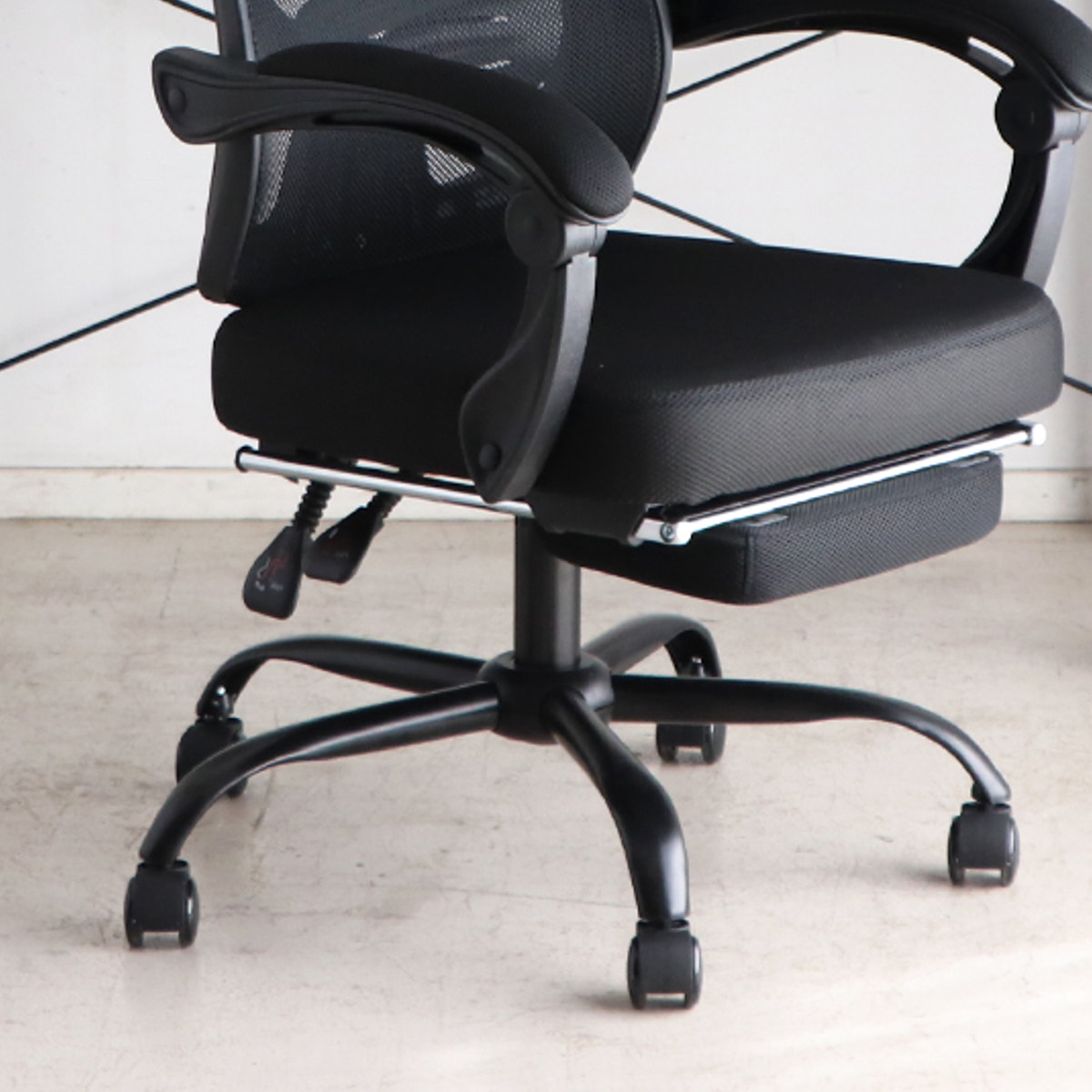 オフィスチェア 座面高44.5~52.5cm ヘッドレスト付き フットレスト付き メッシュ FT ( ワークチェア パソコンチェア ハイバック 肘掛け リクライニング デスクチェア 座面 高さ調節 キャスター付き チェア イス オフィス 仕事 ) 【レッド】 レッド