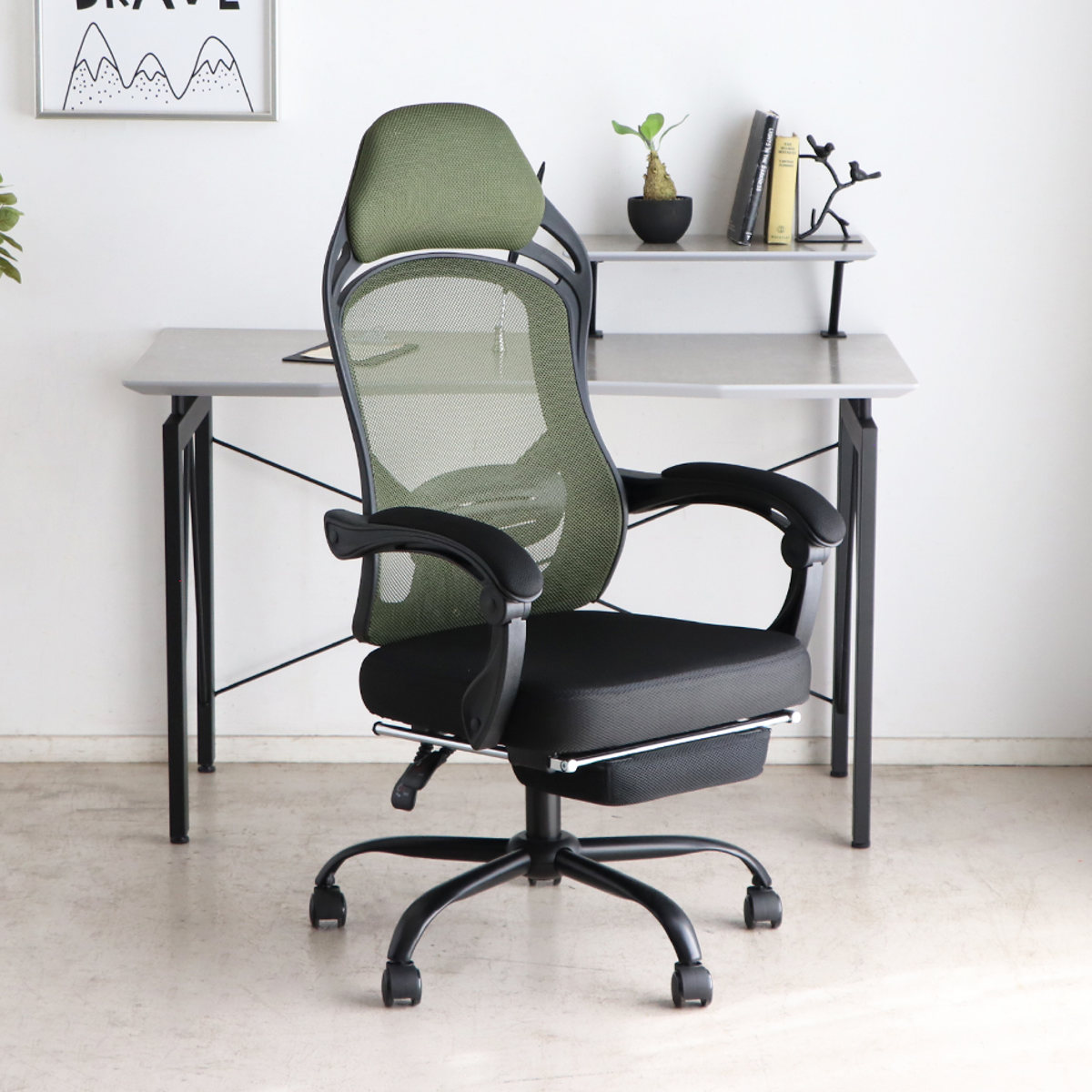 オフィスチェア 座面高44.5~52.5cm ヘッドレスト付き フットレスト付き メッシュ FT ( ワークチェア パソコンチェア ハイバック 肘掛け リクライニング デスクチェア 座面 高さ調節 キャスター付き チェア イス オフィス 仕事 ) 【レッド】 レッド