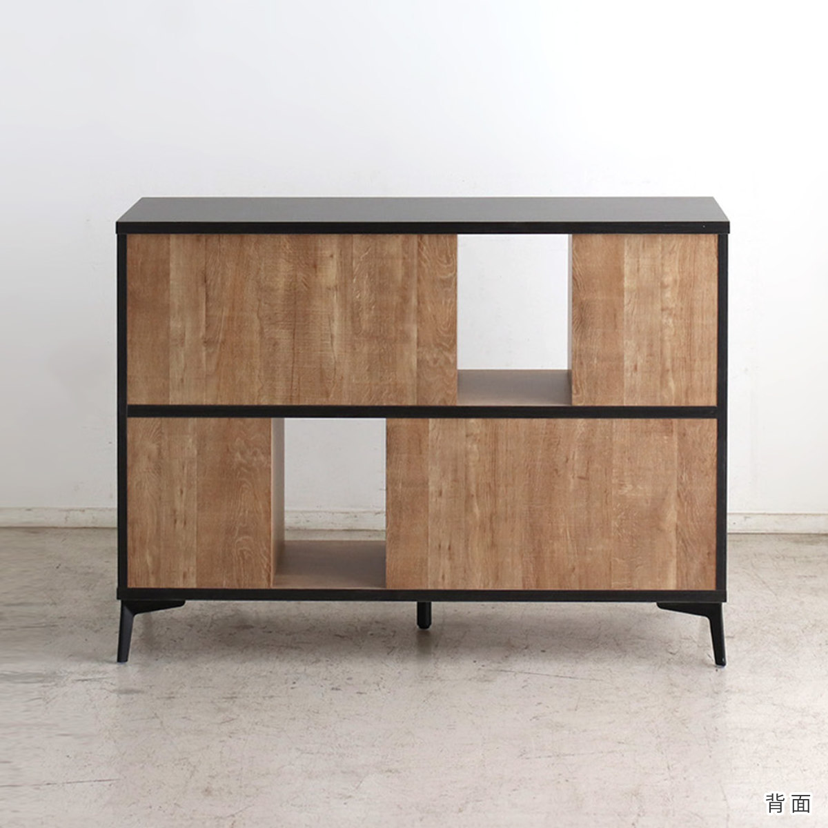 ローシェルフ 幅120cm 引き出し 木目調 日本製 脚付き ( シェルフ 本棚 ラック 収納 飾り棚 間仕切り ディスプレイ オープンラック バイカラー 家具 )