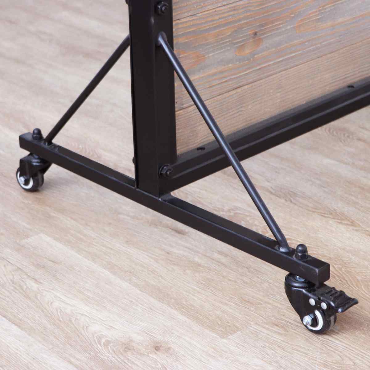 パーテーション 幅140cm 天然木 キャスター付き パイン ( 衝立 目隠し 間仕切り パイン古材 木製 高さ147cm ブラックスチール ついたて スクリーン )