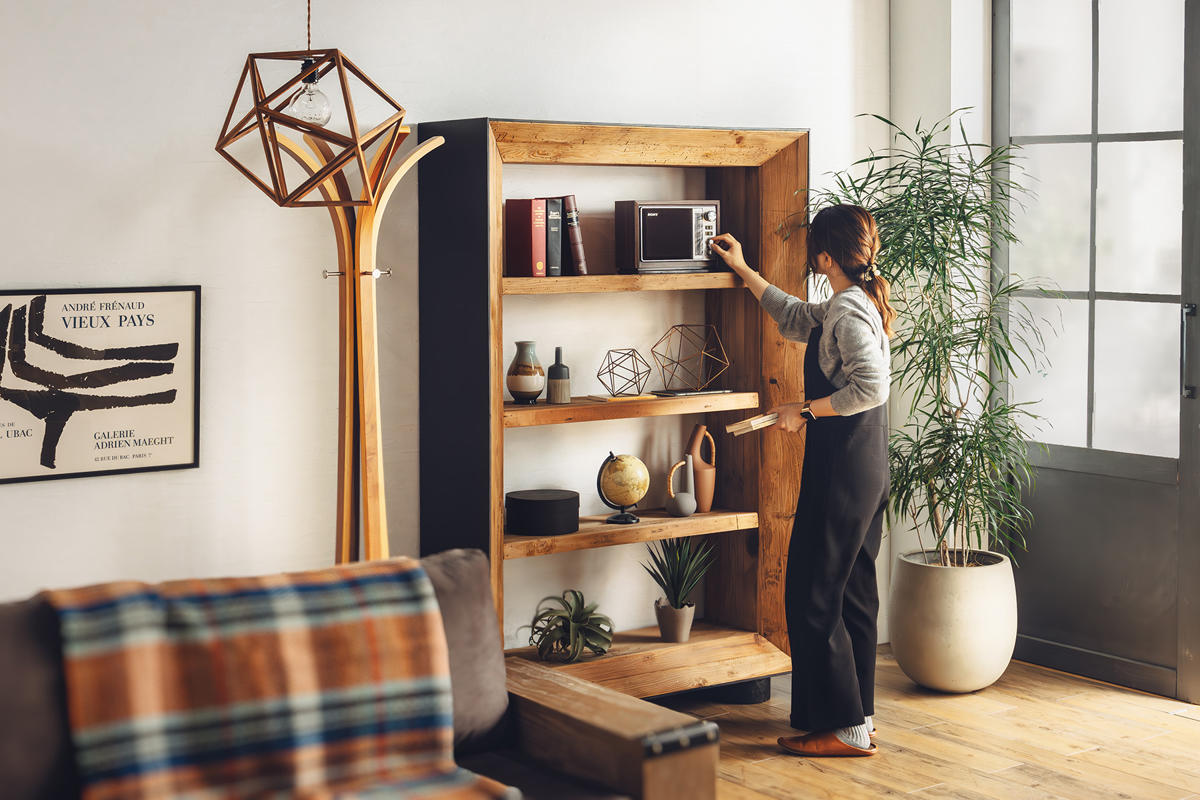 オープンラック 幅120cm 4段 天然木 完成品 オーク パイン ( ラック 棚 本棚 ディスプレイ シェルフ 木製 飾り棚 バイカラー パイン古材 )