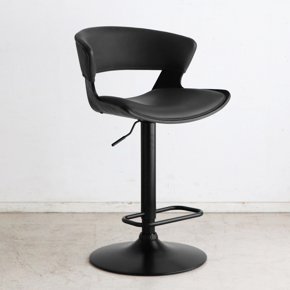 カウンターチェア 回転 昇降式 木目調 フットレスト付き バーチェア LCI ( バー スツール チェア 椅子 イス 無段階 高さ調節 フットレスト レザー調 日本製 背もたれ付き ウレタン 回転椅子 キッチン ダイニング カウンター ) 【ブラウン】 ブラウン