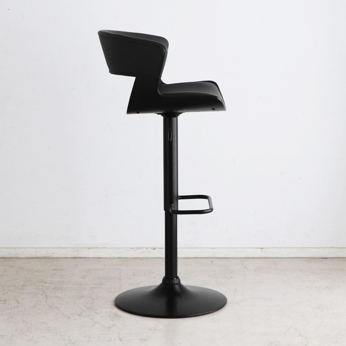 カウンターチェア 回転 昇降式 木目調 フットレスト付き バーチェア LCI ( バー スツール チェア 椅子 イス 無段階 高さ調節 フットレスト レザー調 日本製 背もたれ付き ウレタン 回転椅子 キッチン ダイニング カウンター ) 【ブラウン】 ブラウン