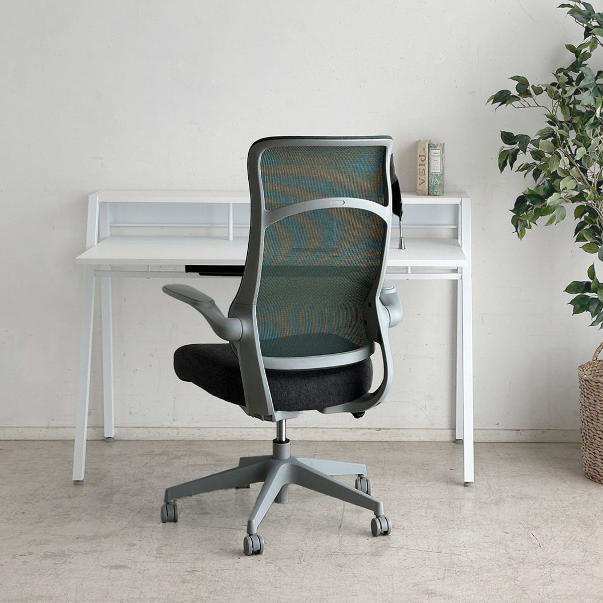 オフィスチェア 座面高43~50.5cm 肘掛け付き メッシュ グレッタ ( ワークチェア パソコンチェア ハイバック 肘掛け 跳ね上げ式 デスクチェア 座面 高さ調節 キャスター付き チェア イス オフィス 仕事 ) 【イエロー】 イエロー