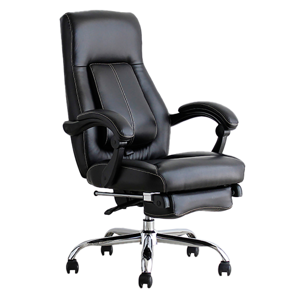 オフィスチェア 座面高47~53cm 昇降式 リクライニング機能付き フットレスト付き ゲーミングチェア ( ワークチェア パソコンチェア 角度調整 腰当て付き 肘掛け ハイバック ソフトレザー キャスター付き イス 仕事 ゲーム ) 【ブラウン】 ブラウン