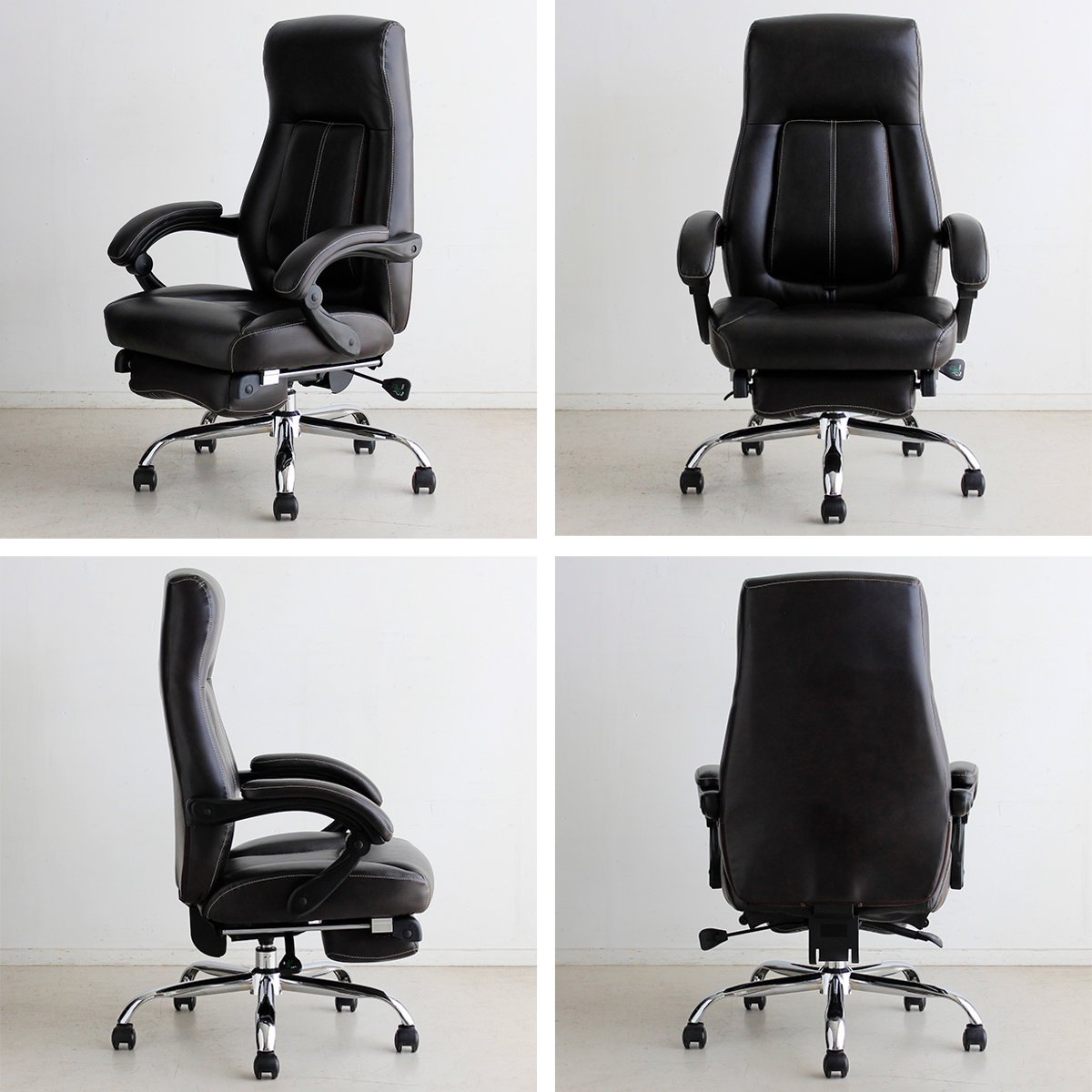 オフィスチェア 座面高47~53cm 昇降式 リクライニング機能付き フットレスト付き ゲーミングチェア ( ワークチェア パソコンチェア 角度調整 腰当て付き 肘掛け ハイバック ソフトレザー キャスター付き イス 仕事 ゲーム ) 【ブラウン】 ブラウン