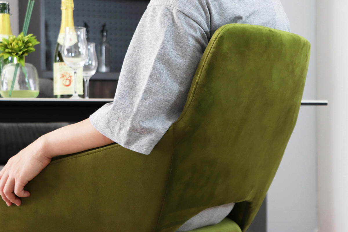 ダイニングチェア 座面高45cm 回転 DAVIS ベルベット調生地 ( チェア ダイニング イス 椅子 食卓椅子 肘掛け ベロア調 回転椅子 デスクチェア いす 食卓 リビング リビングチェア シンプル おしゃれ ) 【グリーン】 グリーン