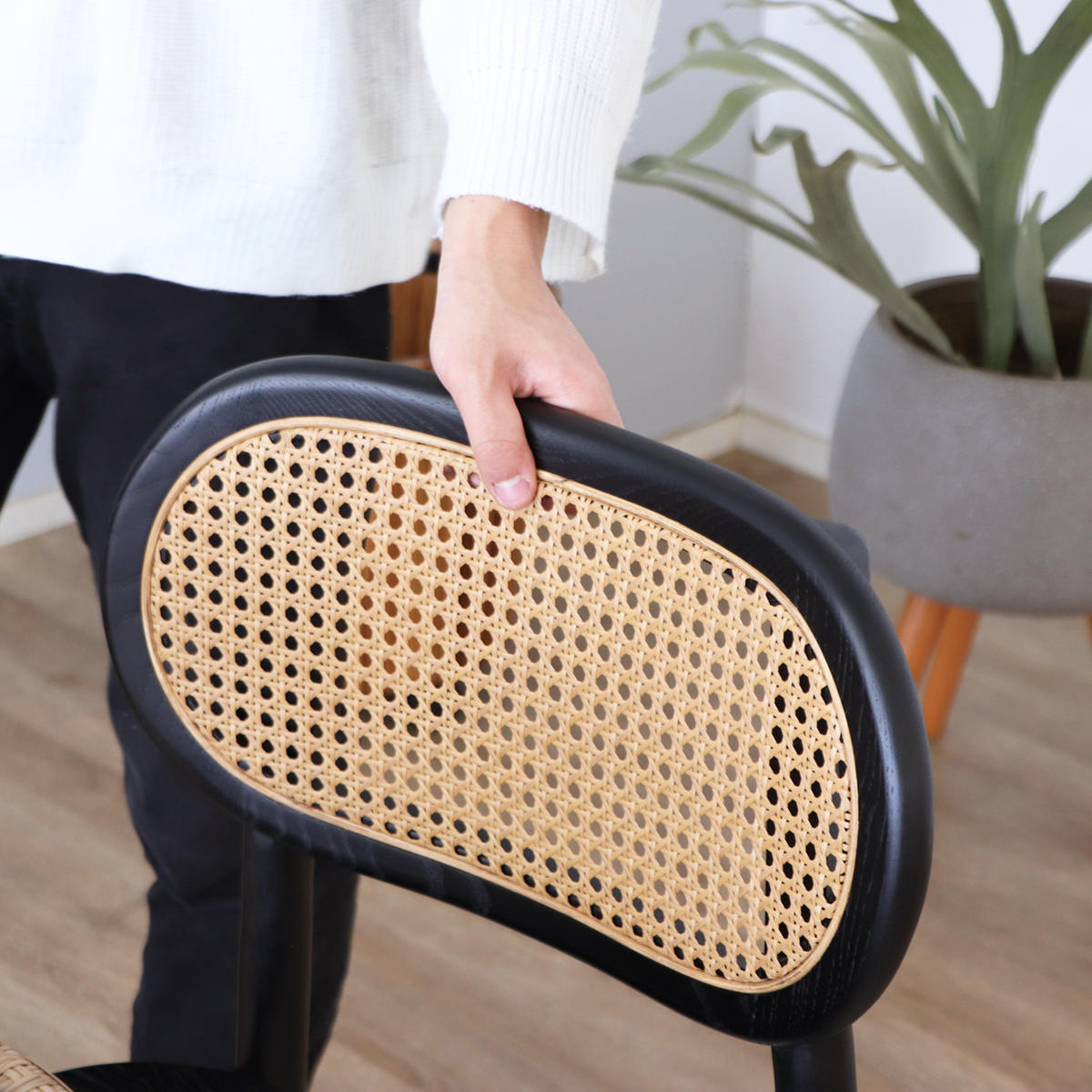 ダイニングチェア 座面高45cm 背もたれ付き コッティ ( チェア ダイニング イス 木製 天然木 食卓椅子 アームレス 肘なし 完成品 ラタン調 ウッドチェア 椅子 チェアー いす 食卓 リビング リビングチェア アッシュ ビーチ ) 【ブラウン】 ブラウン