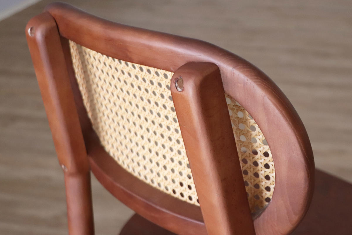 ダイニングチェア 座面高45cm 背もたれ付き コッティ ( チェア ダイニング イス 木製 天然木 食卓椅子 アームレス 肘なし 完成品 ラタン調 ウッドチェア 椅子 チェアー いす 食卓 リビング リビングチェア アッシュ ビーチ ) 【ブラウン】 ブラウン