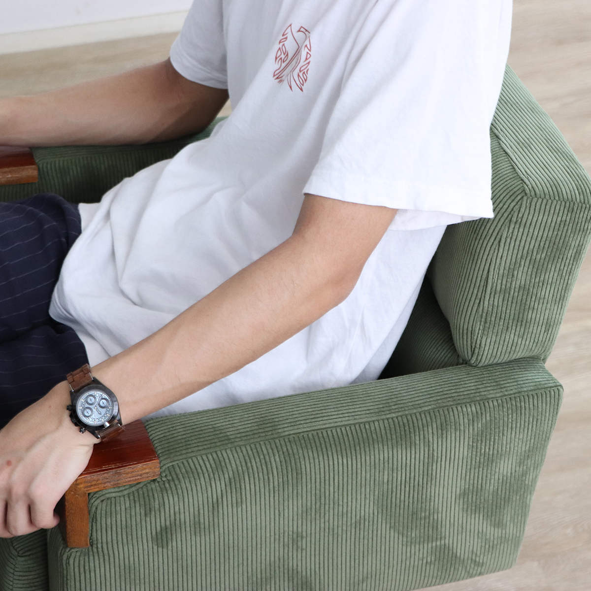 オフィスチェア 座面高43~50.5cm 回転 昇降式 ウォルク コーデュロイ ( ワークチェア パソコンチェア 高さ調節 座面 広め 肘掛け キャスター付き デスクチェア チェア イス オフィス 仕事 在宅 チェアー 椅子 いす ) 【グリーン】 グリーン