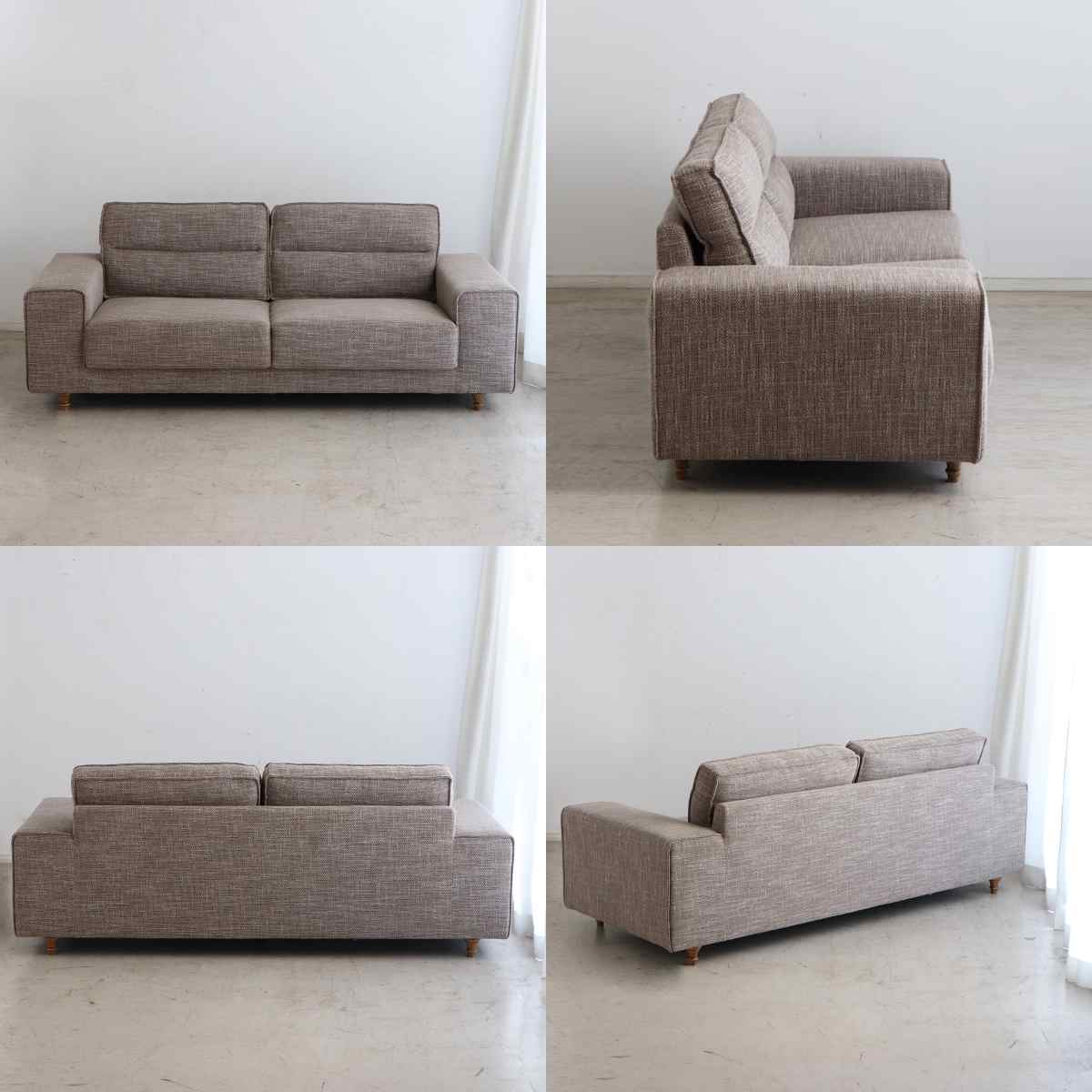 ソファ 幅196cm 3人掛け ヘボン ( リビングソファ ソファー 完成品 肘掛け 広い 座面 ゆったり ごろ寝 ファブリック 木製脚 アンティーク調 ろくろ脚 sofa )