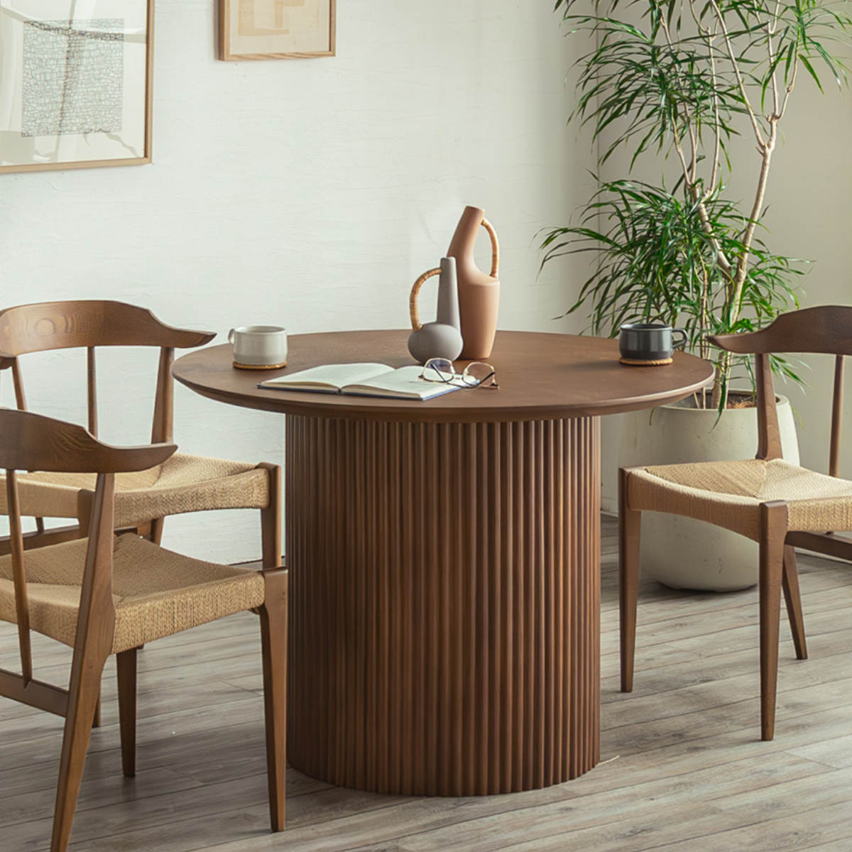 円形テーブル 幅100cm ロペス ダイニングテーブル ( テーブル 食卓テーブル 丸 机 木製 天然木 ダイニング 食卓 2~4人 円型 1本脚 リビングテーブル 木製テーブル ウッドテーブル 丸テーブル ) 【ナチュラル】 ナチュラル