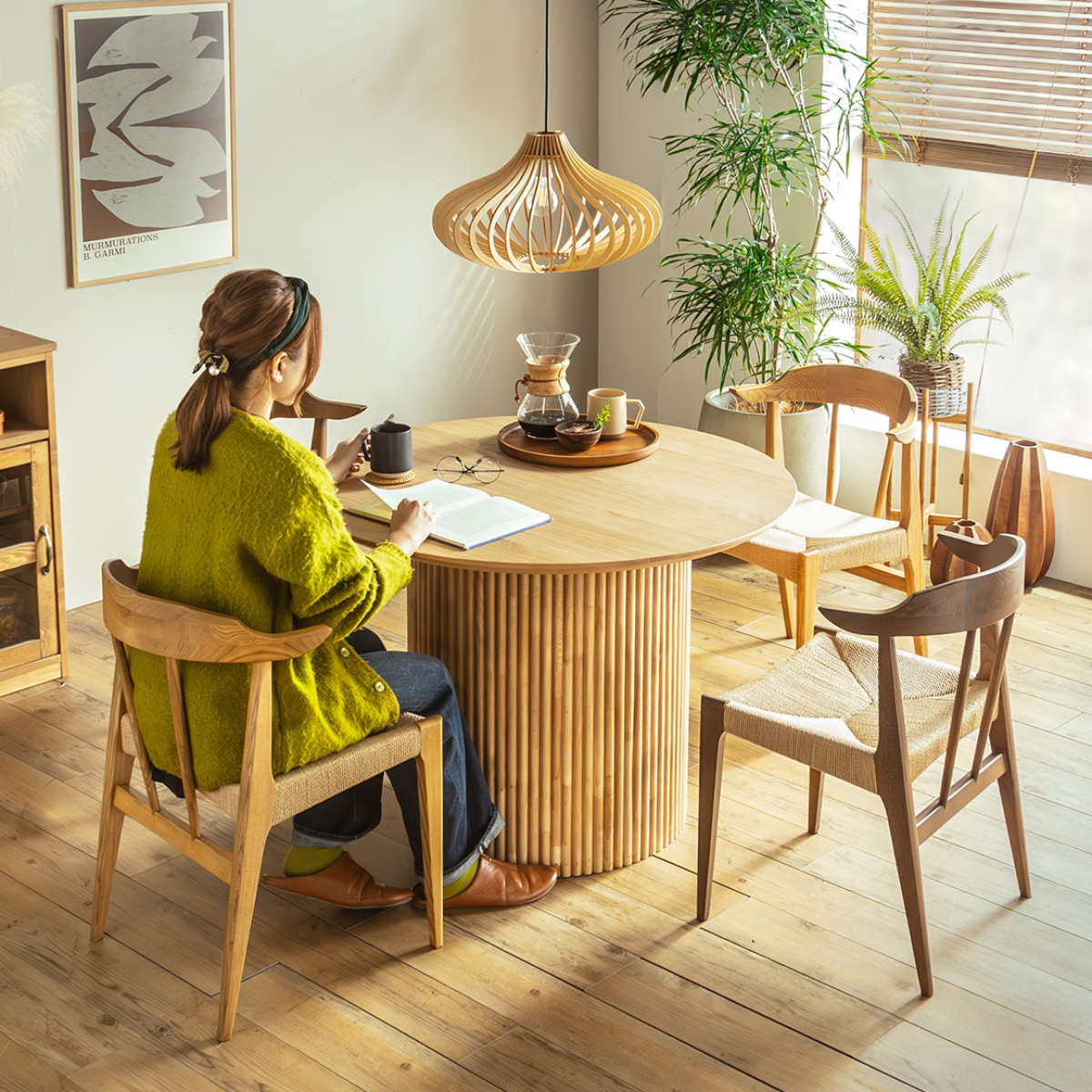 円形テーブル 幅100cm ロペス ダイニングテーブル ( テーブル 食卓テーブル 丸 机 木製 天然木 ダイニング 食卓 2~4人 円型 1本脚 リビングテーブル 木製テーブル ウッドテーブル 丸テーブル ) 【ナチュラル】 ナチュラル