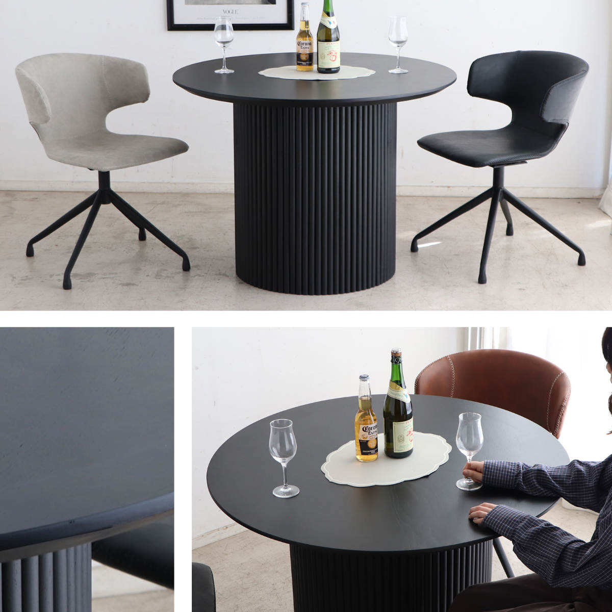 円形テーブル 幅100cm ロペス ダイニングテーブル ( テーブル 食卓テーブル 丸 机 木製 天然木 ダイニング 食卓 2~4人 円型 1本脚 リビングテーブル 木製テーブル ウッドテーブル 丸テーブル ) 【シャビーナチュラル】 シャビーナチュラル