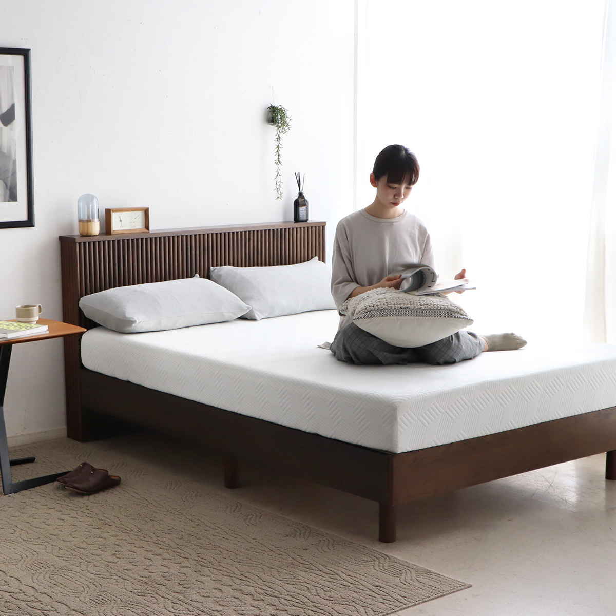 アスリートマットレス ダブル 厚さ18cm ウレタンフォーム ( マットレス ウレタン 寝具 極厚 マット カバー洗濯可 18cm カバー取り外しOK 滑り止め付き ホワイト 清潔 )