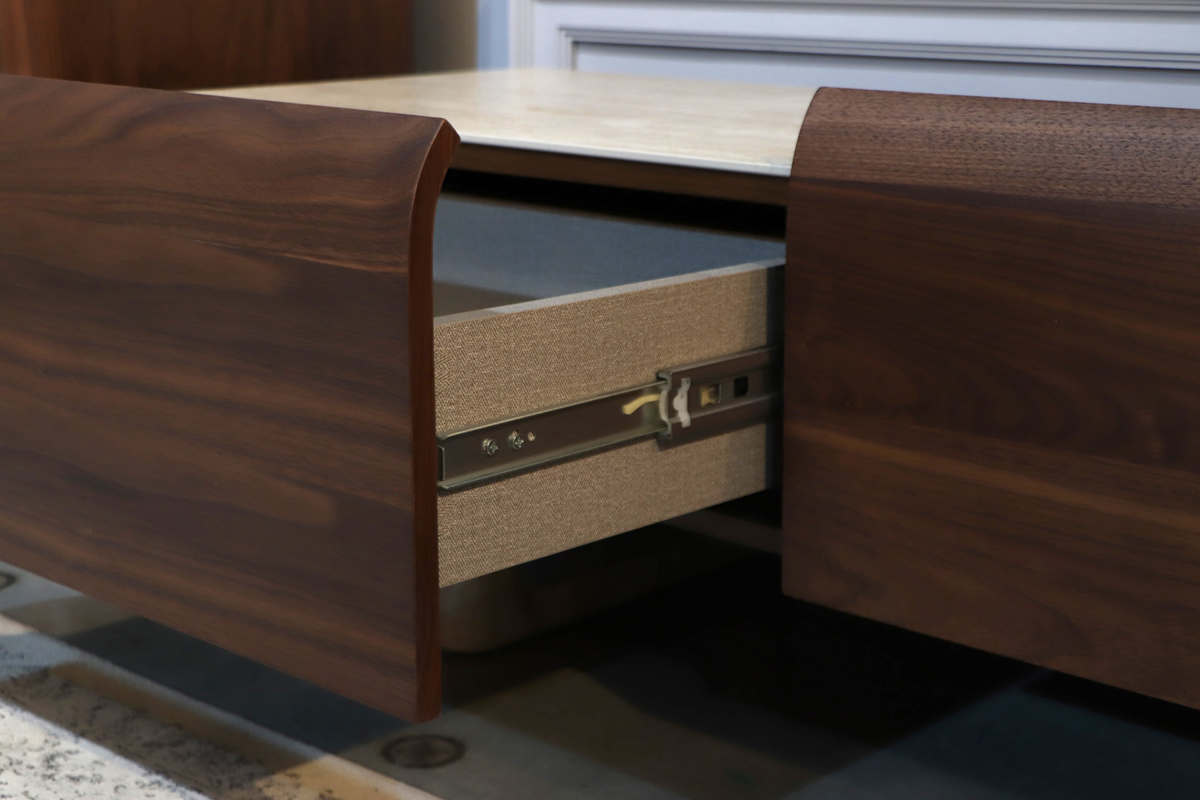 テレビ台 幅179.9cm ローボード ビオランテ 突板 ウォールナット ( TV台 テレビボード 石目調 大容量 スライドレール リビングボード 引き出し 大型テレビ対応 飾り棚 )