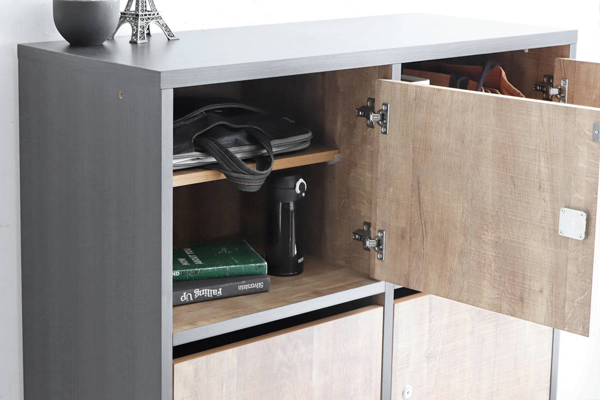 ロッカー 幅90cm 木目調 鍵付き 完成品 日本製 脚付き ( 鍵付ロッカー 荷物入れ オフィスロッカー 書庫 更衣室 更衣ロッカー 可動棚 棚 ラック 3段 )