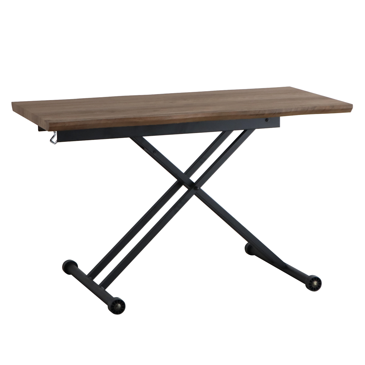 リビングテーブル 幅120cm 昇降式 天然木風天板 リフティングテーブル コルマ ( 昇降式テーブル 120 ローテーブル 一人用 木目調 センターテーブル デスク リビング テーブル 机 高さ調節 作業台 コーヒーテーブル 昇降テーブル ) 【ブラウン】 ブラウン