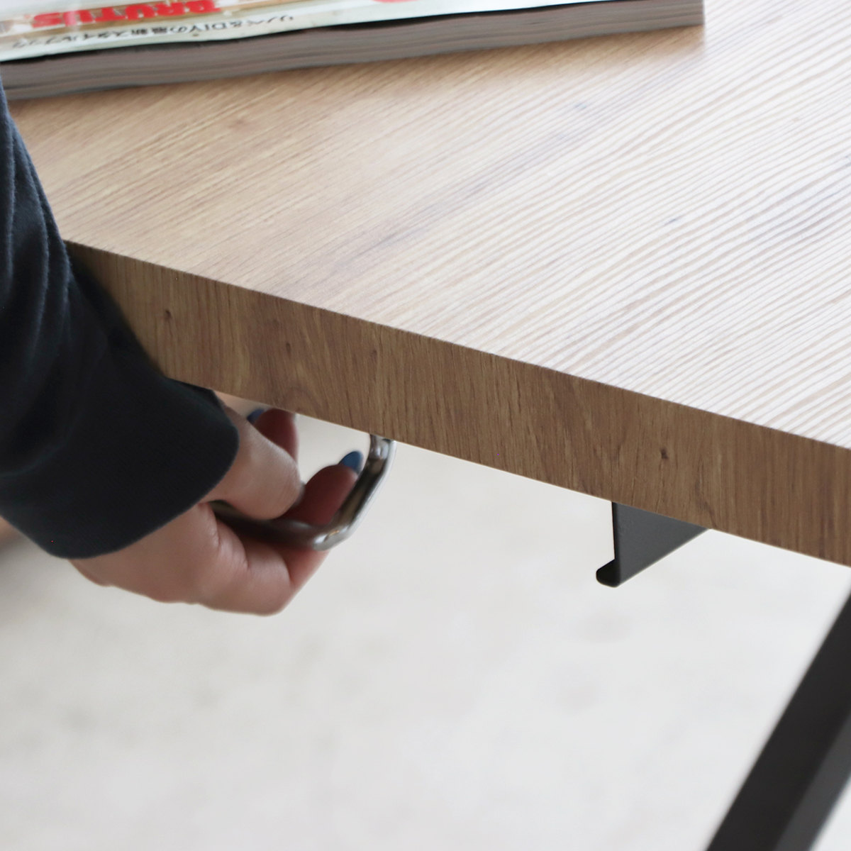 リビングテーブル 幅120cm 昇降式 天然木風天板 リフティングテーブル コルマ ( 昇降式テーブル 120 ローテーブル 一人用 木目調 センターテーブル デスク リビング テーブル 机 高さ調節 作業台 コーヒーテーブル 昇降テーブル ) 【ブラウン】 ブラウン