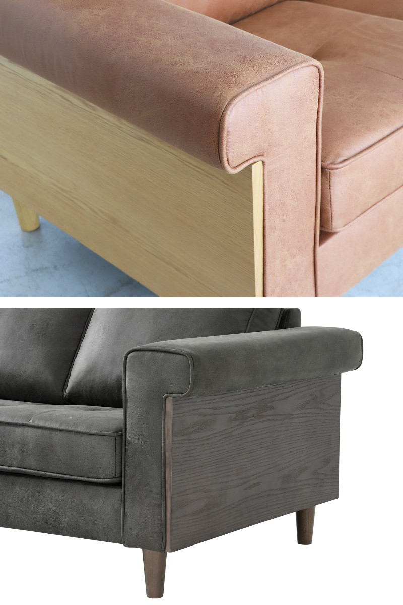 カウチソファ 幅195cm 3人掛け グラン ( ソファ リビングソファ 脚付き アームソファ コーナーソファ オットマン レイアウト自由 レザー調 ローソファ ソファー 木製脚 天然木 ファブリック 肘掛け ) 【キャメル】 キャメル