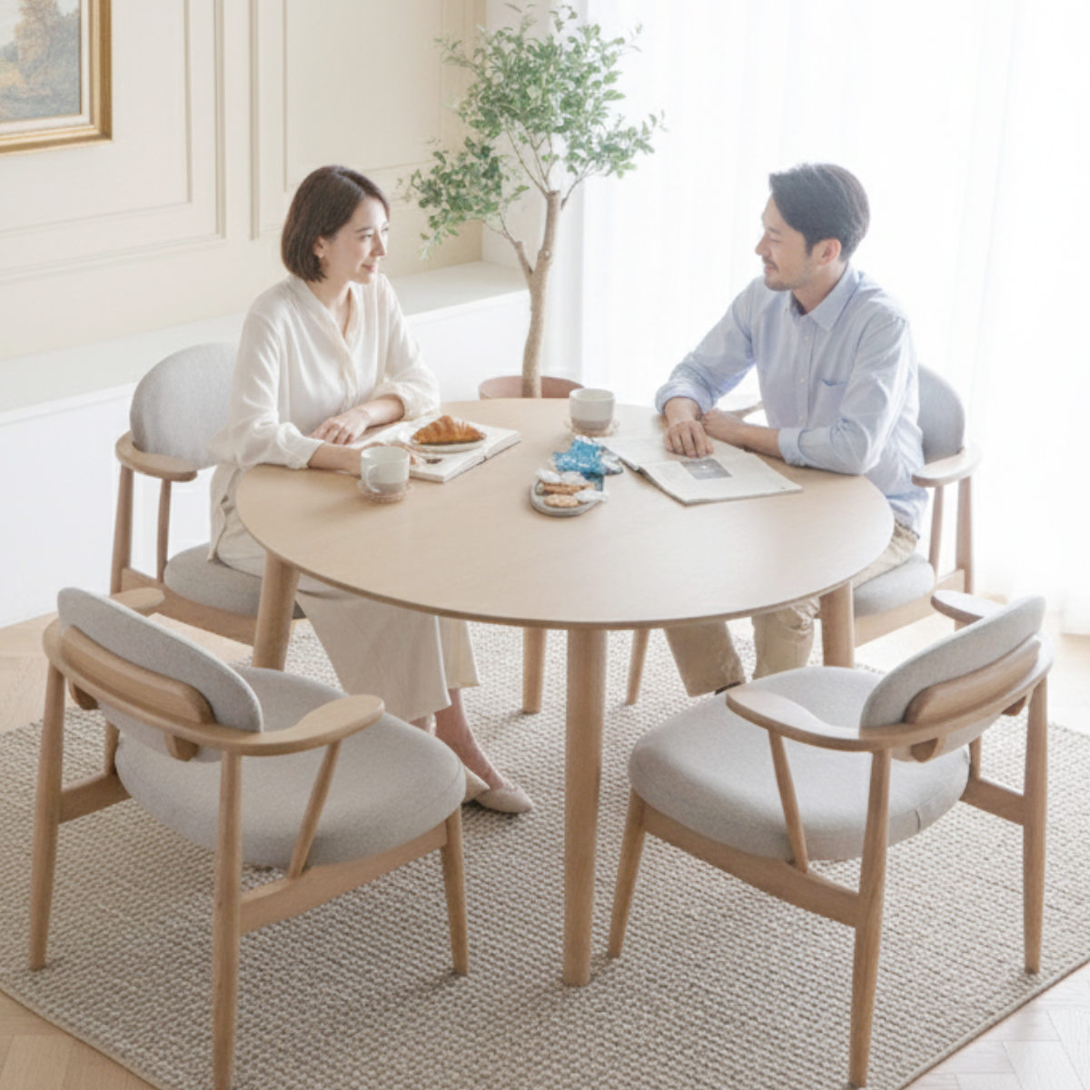 ダイニングテーブル 直径120cm 円形 木製 ロンド ( テーブル 食卓テーブル 机 食卓机 天然木 丸テーブル ダイニング 食卓 木製テーブル 作業台 シンプル 円卓 4人掛け ラウンドテーブル カフェテーブル ) 【ナチュラル】 ナチュラル