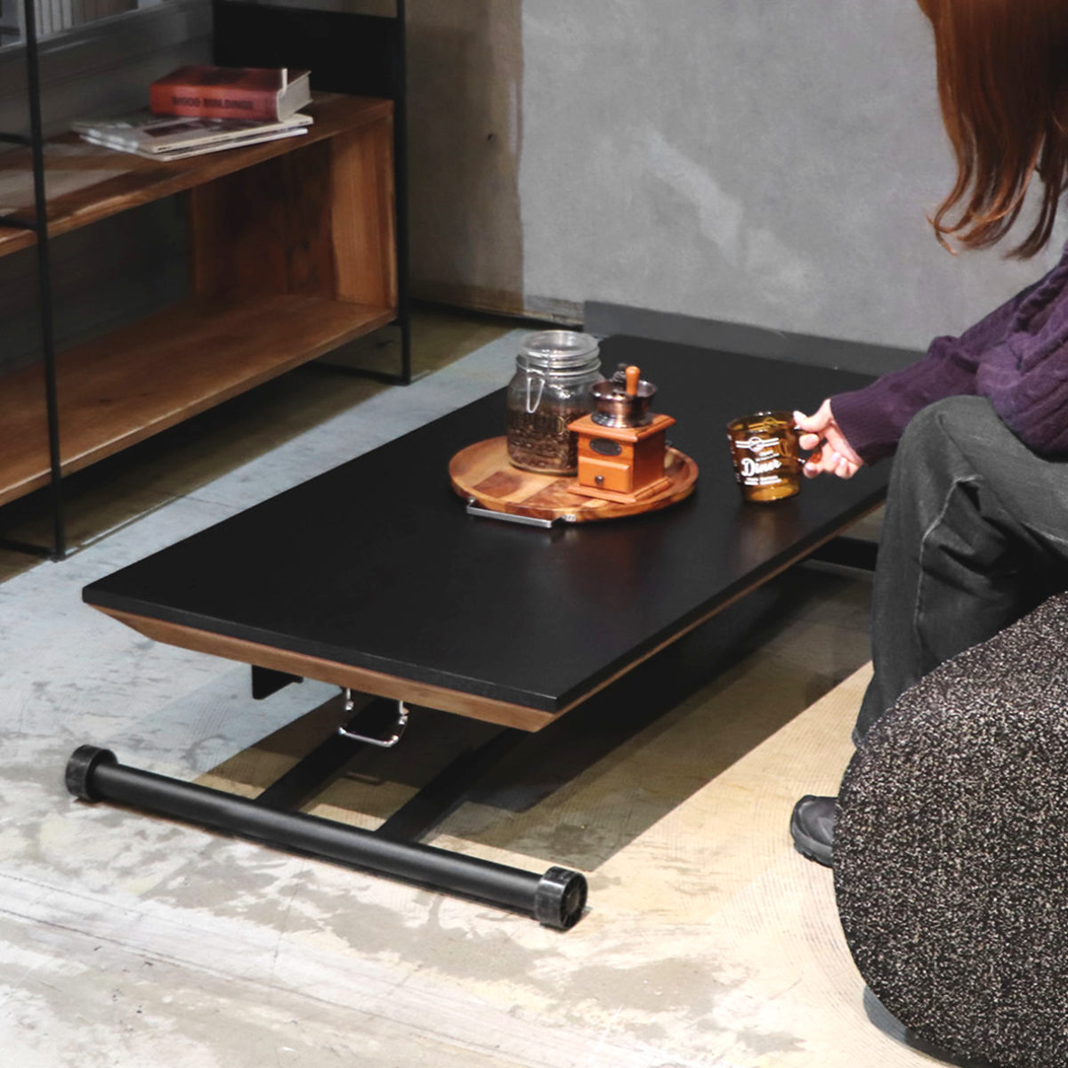 昇降テーブル 幅109.6cm UPカント リフティングテーブル ( 昇降式テーブル ワイド天板 木製 天然木 ローテーブル 一人用 リビング センターテーブル デスク テーブル 机 高さ調節 作業台 コーヒーテーブル 長方形 在宅ワーク )