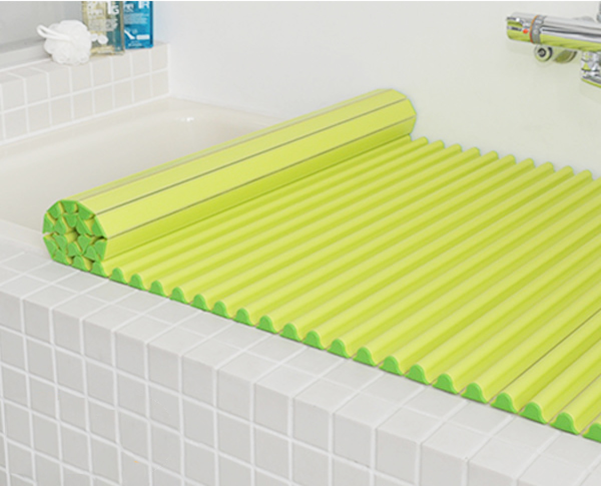 風呂ふた シャッター M12 70×120cm 用 Ag銀イオン 抗菌 イージーウェーブ 実寸70×120.9cm ( 風呂蓋 風呂フタ カビにくい ミューファン 風呂 ふた フタ 蓋 折りたたみ 巻き 軽量 70×120 M-12 ) 【オレンジ】 オレンジ