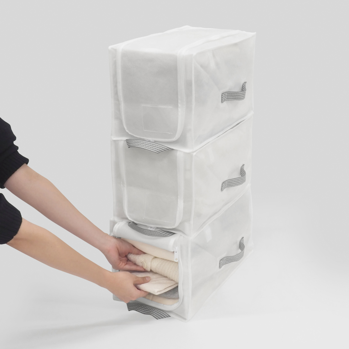 収納ボックス 3個セット 衣類収納 フレーム付き ワクパ ベーシック S 幅22×奥行39×高さ23cm ( 折りたたみ 衣類収納袋 衣類収納ボックス 収納 収納ケース 洗濯 丈夫 衣替え 押入れ収納 クローゼット収納 整理整頓 前開き 積み重ね )