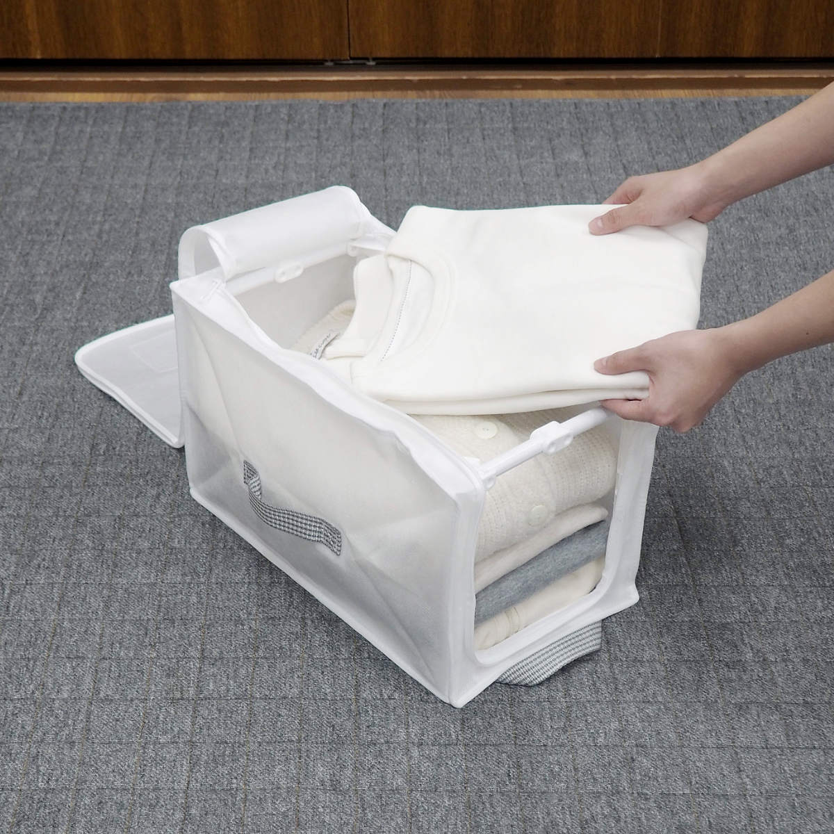 収納ボックス 3個セット 衣類収納 フレーム付き ワクパ ベーシック S 幅22×奥行39×高さ23cm ( 折りたたみ 衣類収納袋 衣類収納ボックス 収納 収納ケース 洗濯 丈夫 衣替え 押入れ収納 クローゼット収納 整理整頓 前開き 積み重ね )