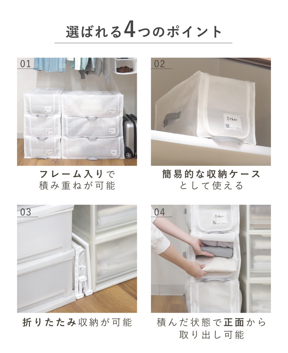 収納ボックス 3個セット 衣類収納 フレーム付き ワクパ ベーシック S 幅22×奥行39×高さ23cm ( 折りたたみ 衣類収納袋 衣類収納ボックス 収納 収納ケース 洗濯 丈夫 衣替え 押入れ収納 クローゼット収納 整理整頓 前開き 積み重ね )