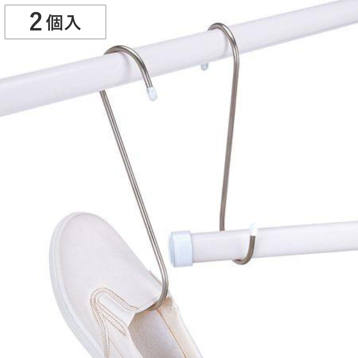 フック S字フック 大 ステンレス製 2個入 ( 耐荷重25kg 丈夫 S型フック Sフック ロング S字 引っ掛け 吊るす 収納 吊り下げ ステンレス 錆びにくい S字型フック 靴干し 竿 クローゼット 掛ける 大きい 小物 かばん 帽子 )