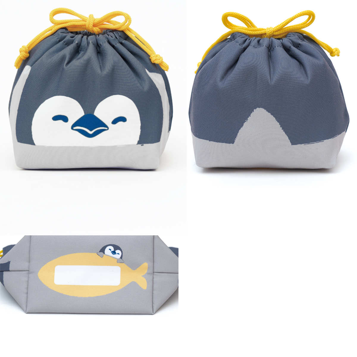 弁当袋 ぎゅっとランチきんちゃく 保冷 ( 保冷巾着 お弁当袋 お弁当入れ ランチバッグ おべんとう袋 マチ有り 巾着 お弁当包み 弁当包み お弁当 弁当 持ち運び お弁当用 大人 こども かわいい ) 【ペンギン】 ペンギン