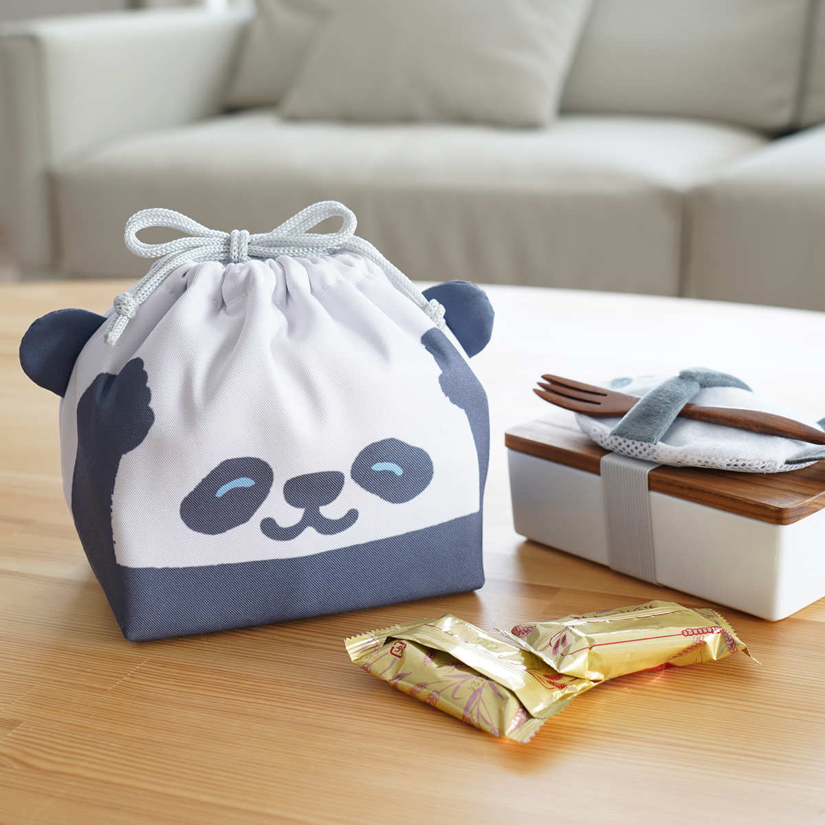 弁当袋 ぎゅっとランチきんちゃく 保冷 ( 保冷巾着 お弁当袋 お弁当入れ ランチバッグ おべんとう袋 マチ有り 巾着 お弁当包み 弁当包み お弁当 弁当 持ち運び お弁当用 大人 こども かわいい ) 【ペンギン】 ペンギン