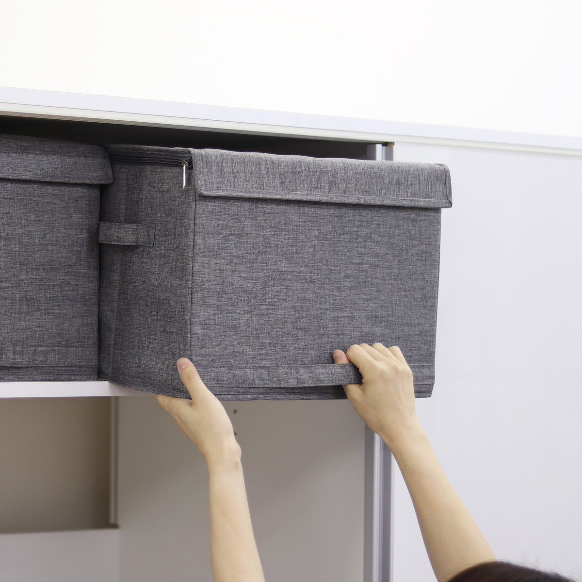 収納ボックス ストレリアカチオン2 BOX M 幅34.5×奥行33×高さ27cm ( 収納 収納ケース ケース ボックス 小物収納 引き出し 蓋 フタ ふた付き 取っ手付き 持ち手付き ファブリック 布製 おしゃれ カチオン 生地 )