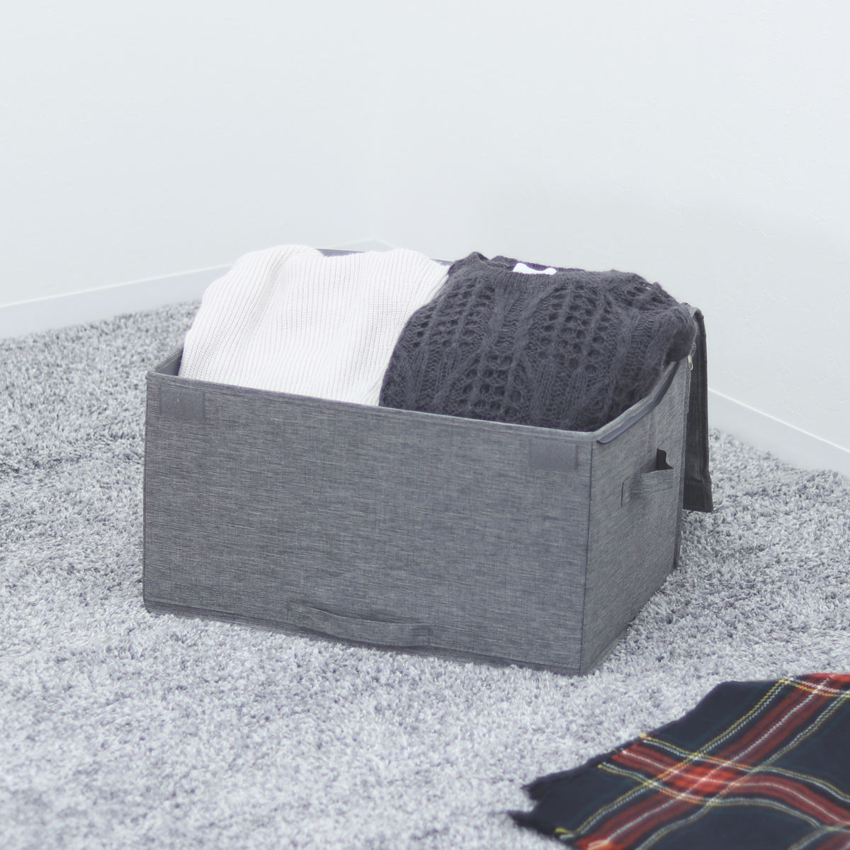 収納ボックス ストレリアカチオン2 BOX L 幅47×奥行33×高さ27cm ( 収納 収納ケース ケース ボックス 小物収納 引き出し 蓋 フタ ふた付き 取っ手付き 持ち手付き ファブリック 布製 おしゃれ カチオン 生地 )