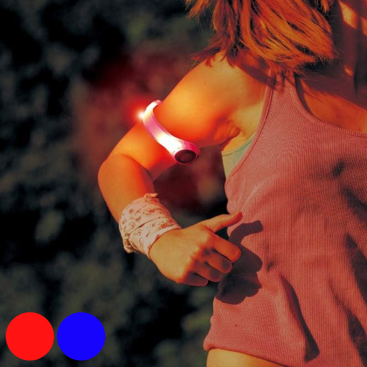 アームバンド セーフティバンド フラッシュ 電池式 フリーサイズ （ 安全用品 防犯対策 事故防止 セーフティグッズ 子供用 防犯グッズ ウォーキング ジョギング ランニング 作業用 点灯 点滅 高輝度 大人用 ） 【ブルー】