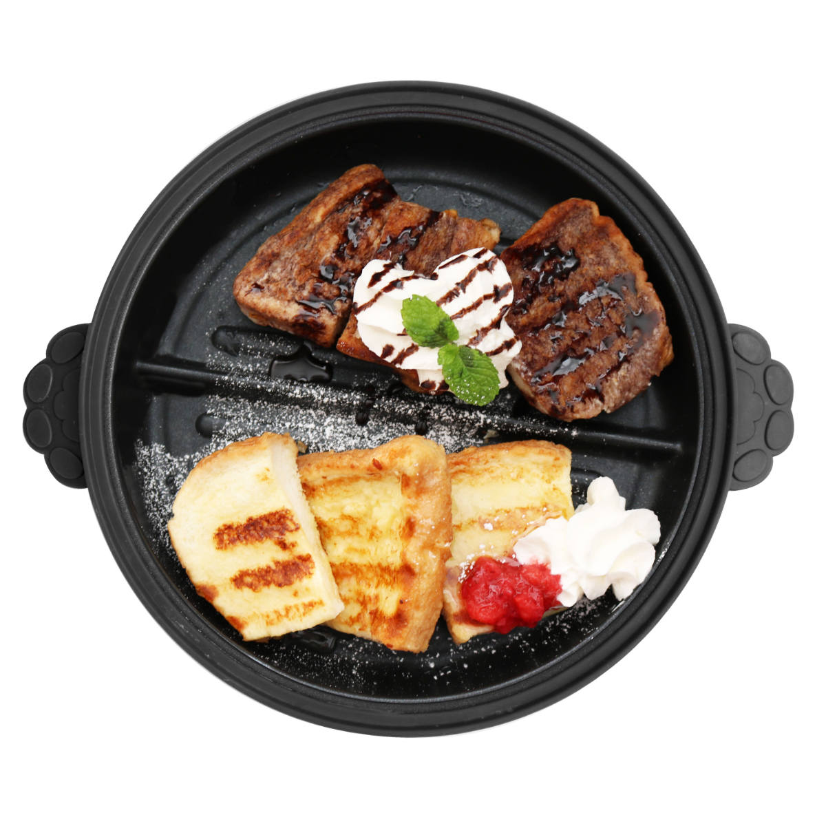 レンジパン 丸型 猫 仕切り付き 電子レンジ調理器 CHEF ( グリルパン 電子レンジ 簡単 焼き魚 魚焼き器 時短調理 電子レンジ専用調理器 アルミ製 フッ素加工 温め直し 焼き目 便利グッズ かわいい ねこ ) 【ブラック】 ブラック