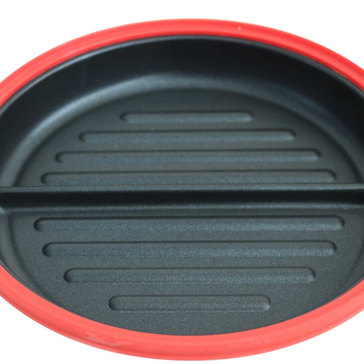 レンジパン 丸型 猫 仕切り付き 電子レンジ調理器 CHEF ( グリルパン 電子レンジ 簡単 焼き魚 魚焼き器 時短調理 電子レンジ専用調理器 アルミ製 フッ素加工 温め直し 焼き目 便利グッズ かわいい ねこ ) 【ブラック】 ブラック