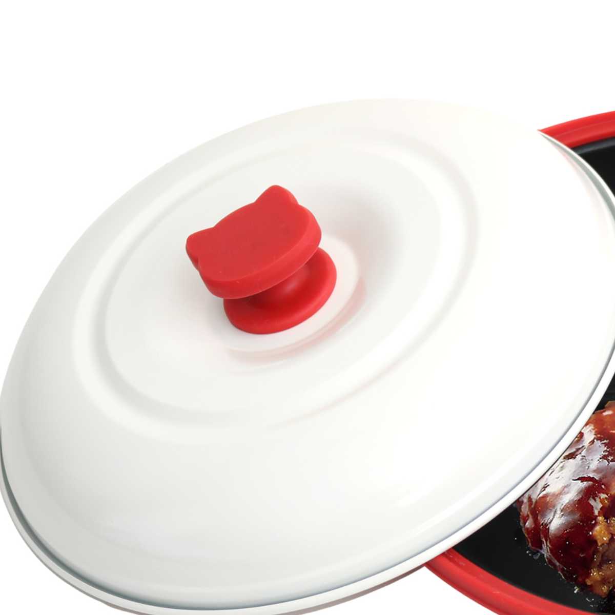 レンジパン 丸型 猫 仕切り付き 電子レンジ調理器 CHEF ( グリルパン 電子レンジ 簡単 焼き魚 魚焼き器 時短調理 電子レンジ専用調理器 アルミ製 フッ素加工 温め直し 焼き目 便利グッズ かわいい ねこ ) 【ブラック】 ブラック