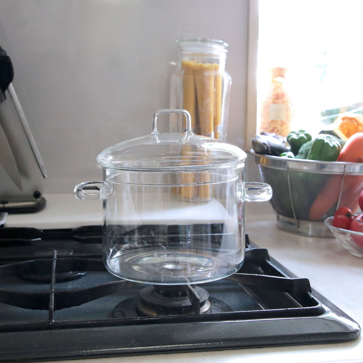 耐熱ガラス両手鍋1.9L ( 両手鍋 ガス火 直火 ガラス製 電子レンジ対応 オーブン対応 ガラス鍋 耐熱ガラス 鍋 なべ 両手なべ ガス火対応 直火対応 電子レンジ調理器 レンジ用鍋 蓋付き おしゃれ )