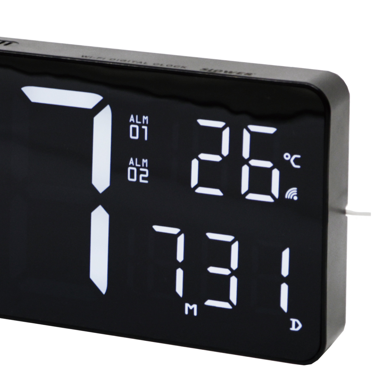 置き時計 LED Wi-Fi カレンダー機能付き 置き掛け兼用 SLOWER カミーノ ( 温度計 カレンダー USB LED時計 置き 掛け アラーム 輝度調節 自動調整 卓上時計 時計 とけい クロック 日付 曜日 温度 コンパクト おしゃれ )