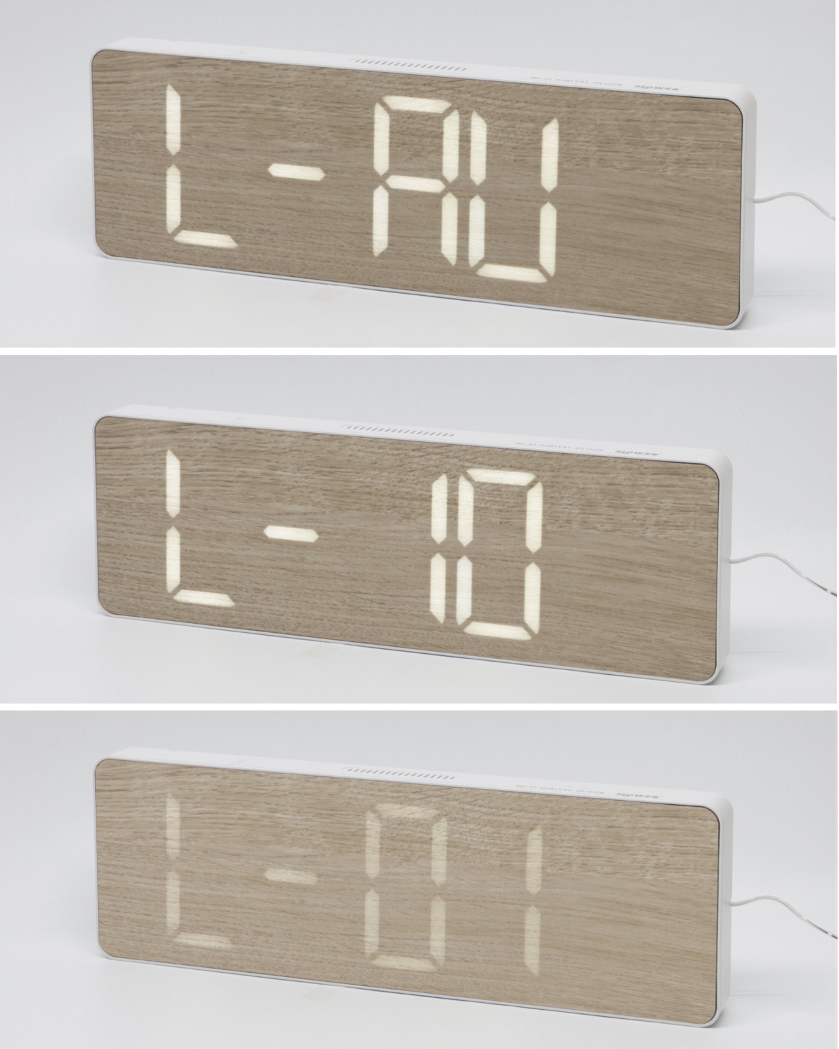 置き時計 LED Wi-Fi カレンダー機能付き 置き掛け兼用 SLOWER カミーノ 木目 ( 温度計 カレンダー USB LED時計 置き 掛け アラーム 輝度調節 自動調整 卓上時計 時計 とけい クロック 日付 曜日 温度 コンパクト おしゃれ ) 【ダークウッド】 ダークウッド