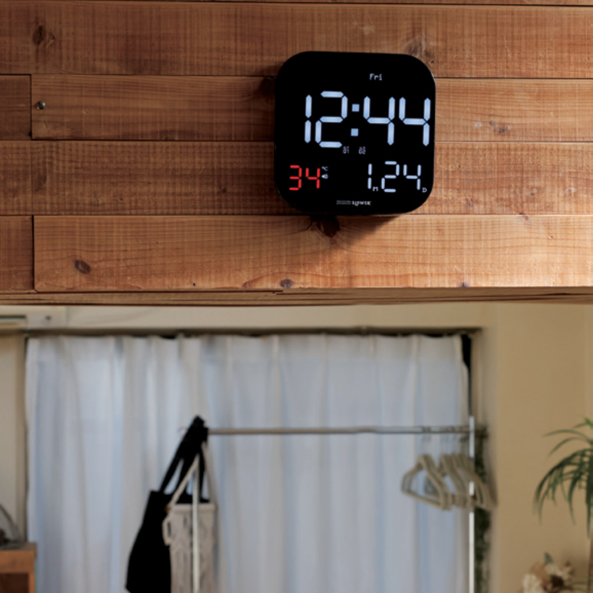 置き時計 LED デジタル時計 カレンダー機能付き 熱中症アラート機能付き 置き掛け兼用 SLOWER ティエラ ( 温度計 カレンダー USB LED時計 置き 掛け 輝度調節 卓上時計 日付 曜日 温度 コンパクト おしゃれ スヌーズ アラーム )