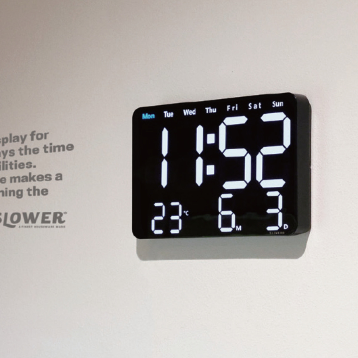 置き時計 LED デジタル時計 リモコン付き 置き掛け兼用 SLOWER ビエント ( 温度計 カレンダー USB LED時計 置き 掛け アラーム スヌーズ カウントダウン ストップウォッチ 輝度調整 曜日表示 おしゃれ )