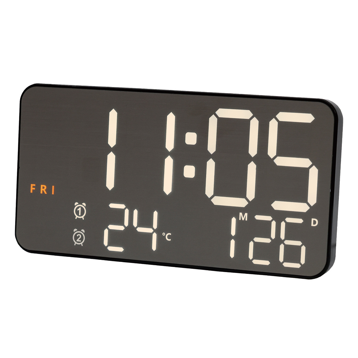 置き時計 LED デジタル時計 温度計付き 置き掛け兼用 SLOWER シエロ ( 温度計 カレンダー USB LED時計 置き 掛け アラーム スヌーズ カウントダウン 輝度調整 曜日表示 おしゃれ ) 【ICE】 ICE